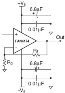 FAN4174's Typical Application Circuit